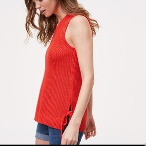NWOT LOFT Red Side Tie Sweater Sleeveless Tank S